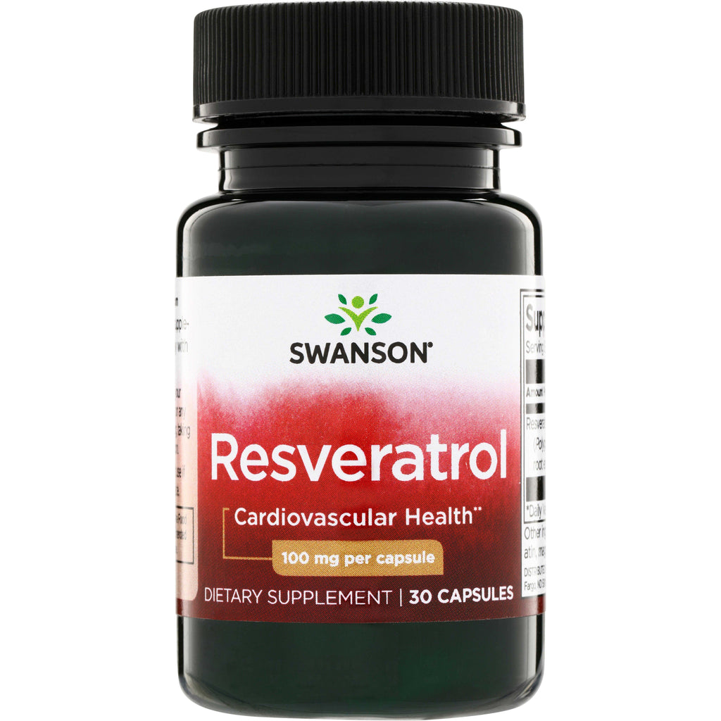 SWU283 | Swanson Resveratrol supplement bottle, 100 mg per capsule, 30 capsules - Thumbnail