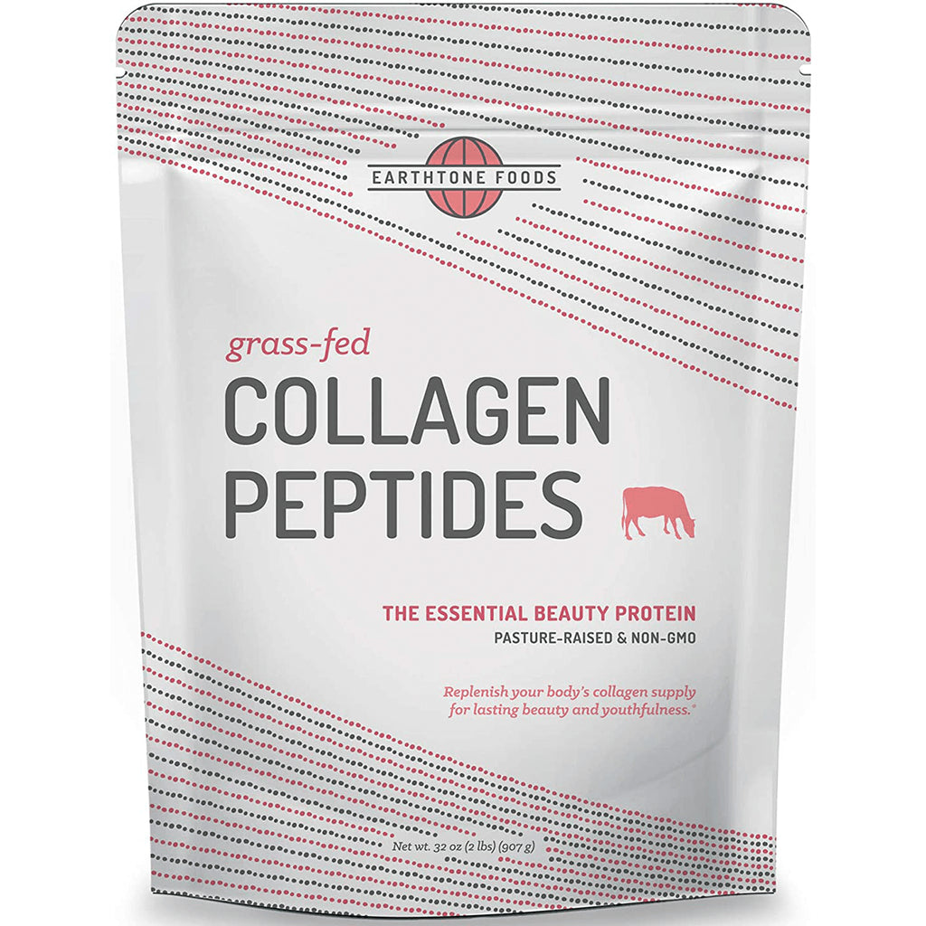 ETF002 | Front pouch of Earthtone Foods grass-fed Collagen Peptides powder, white resealable bag with logo and cow icon - Thumbnail