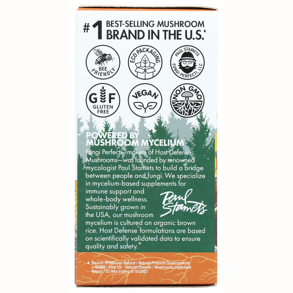 FUN039 | back of supplement box showing certification badges, heading POWERED BY MUSHROOM MYCELIUM and descriptive text - Thumbnail
