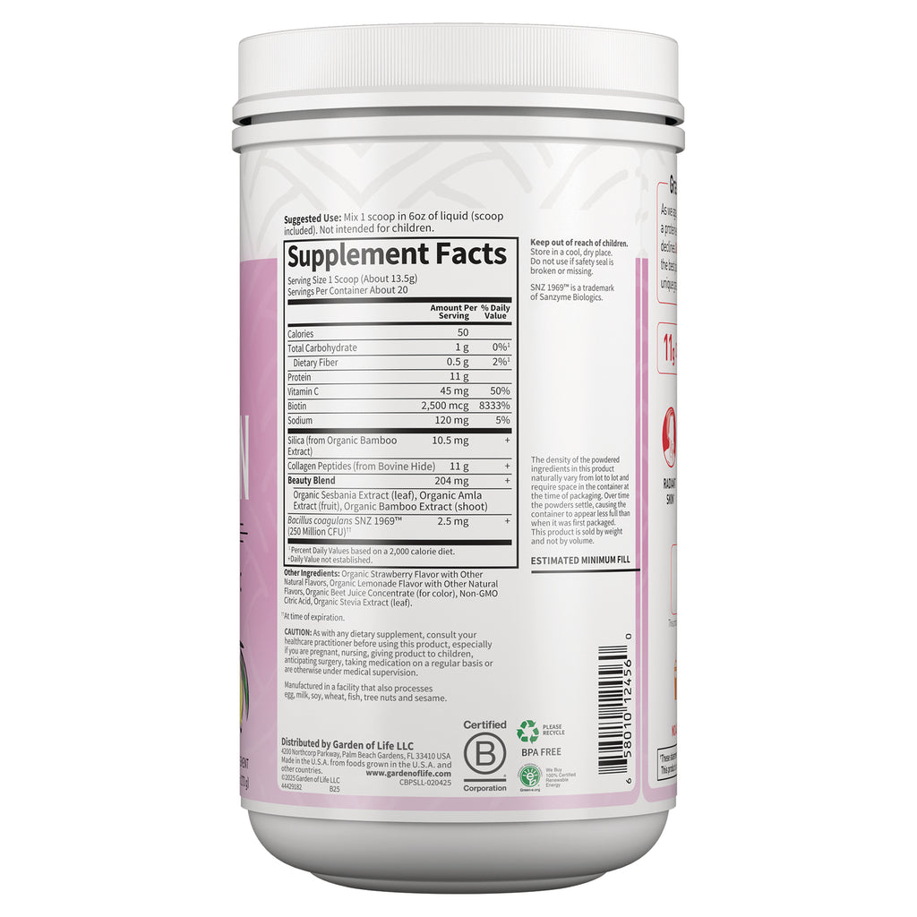 GLF282 | Back label showing Supplement Facts panel and ingredient text on pink and white supplement container - Thumbnail