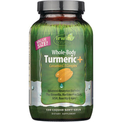 IR266 | Irwin Naturals Whole-Body Turmeric+ front bottle label, 120 liquid soft-gels, Value Size