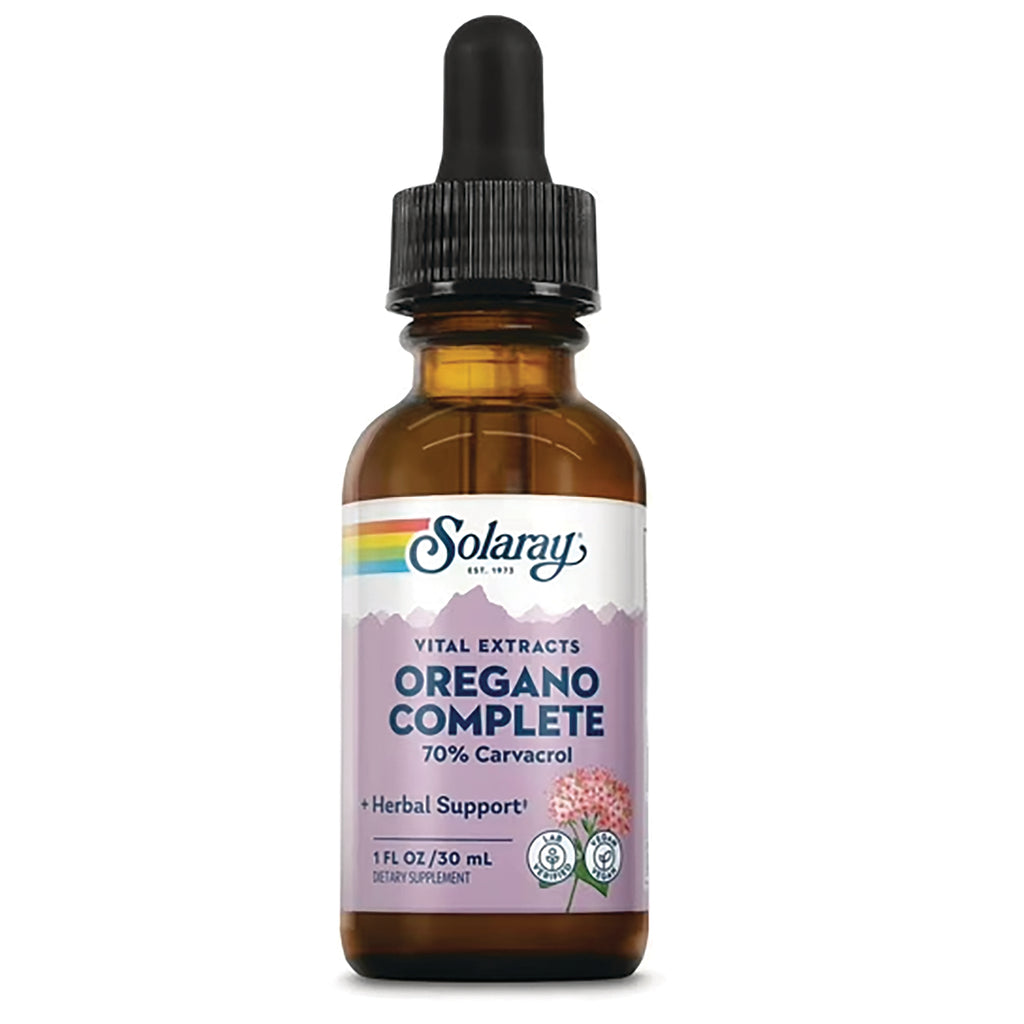 SLR387 | Solaray Vital Extracts Oregano Complete 70% Carvacrol herbal support drops, 1 fl oz (30 mL) - Thumbnail
