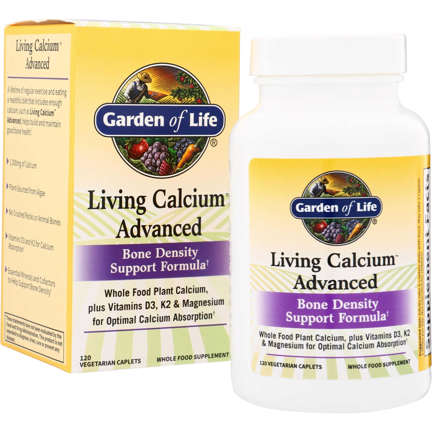 GLF386 | Garden of Life Living Calcium Advanced Bone Density Support Formula, 120 vegetarian caplets
