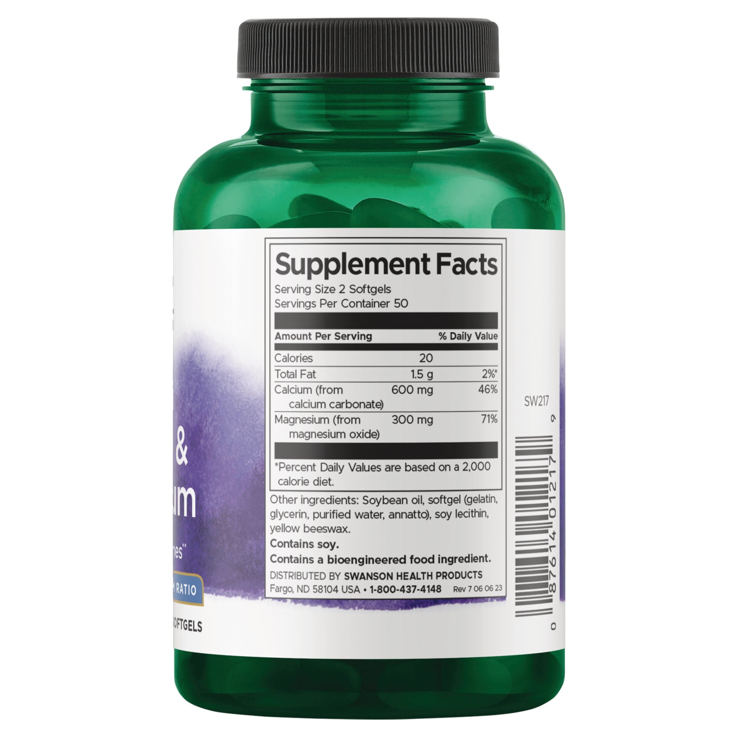 SW217 |Back label with Supplement Facts