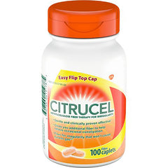 CTC001 | Bottle of Citrucel methylcellulose fiber caplets with orange flip top cap labeled 100 caplets