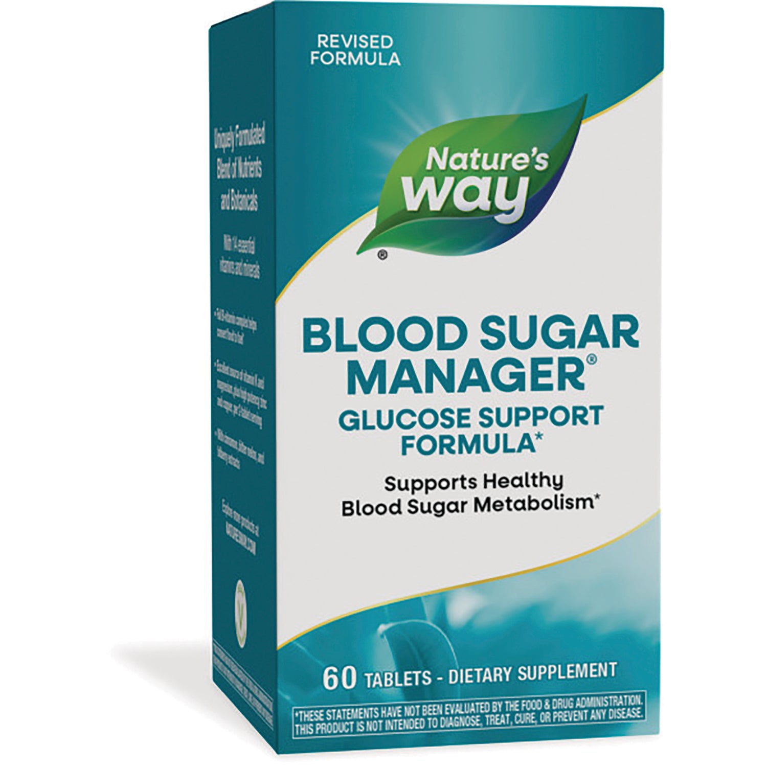 ET376 | Nature's Way Blood Sugar Manager box front, glucose support formula showing 60 tablets