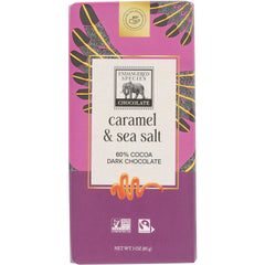EES005 | Endangered Species Chocolate caramel & sea salt 60% cocoa dark chocolate bar front packaging