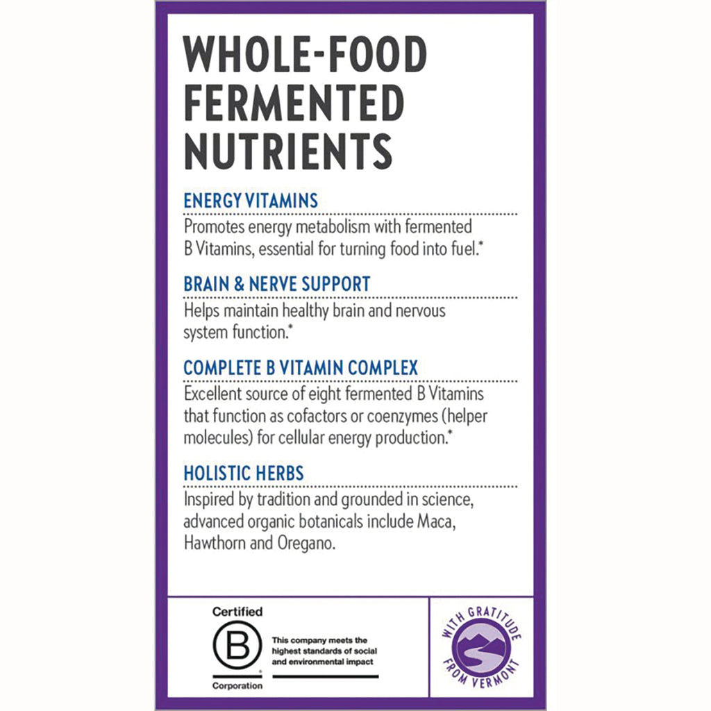 NWC301 | product infographic listing whole-food fermented nutrients, energy vitamins, B vitamin complex and holistic herbs - Thumbnail