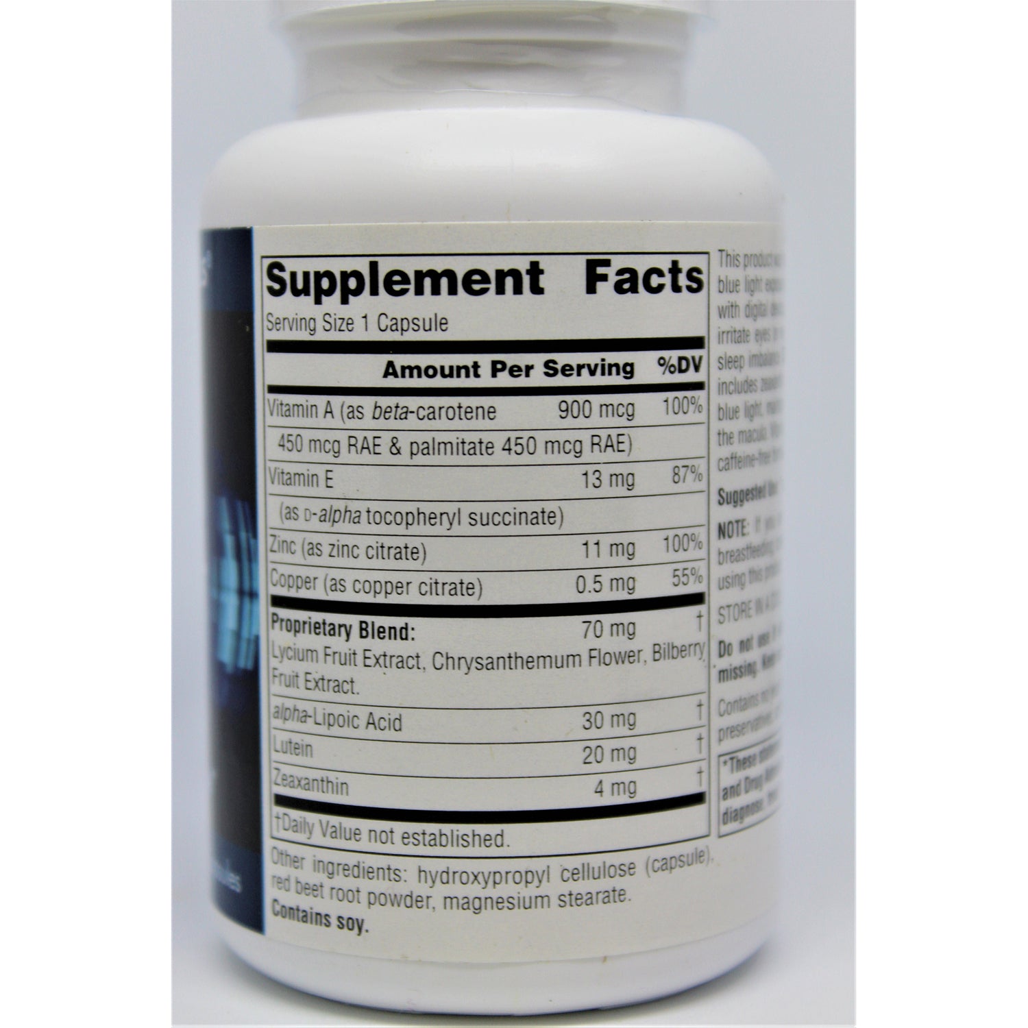 SN964 | Back label with Supplement Facts panel and serving size 1 capsule