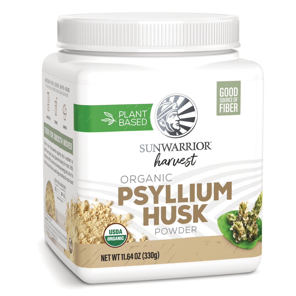 SNW068 | Sunwarrior Harvest Organic Psyllium Husk Powder front label, Plant Based, Good Source of Fiber, 11.64 oz - Thumbnail