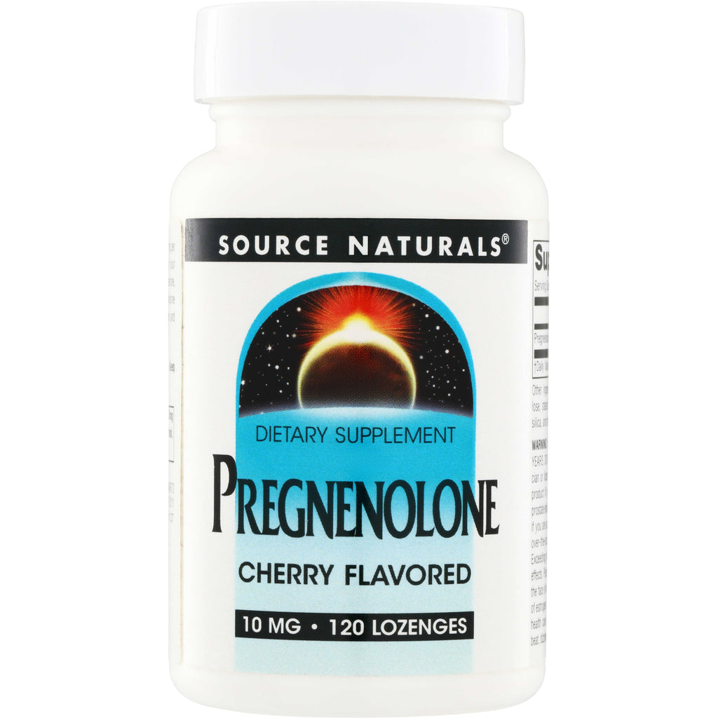 SN314 | Source Naturals Pregnenolone Cherry Flavored dietary supplement, 10 mg, 120 lozenges bottle - Thumbnail