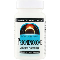 SN314 | Source Naturals Pregnenolone Cherry Flavored dietary supplement, 10 mg, 120 lozenges bottle