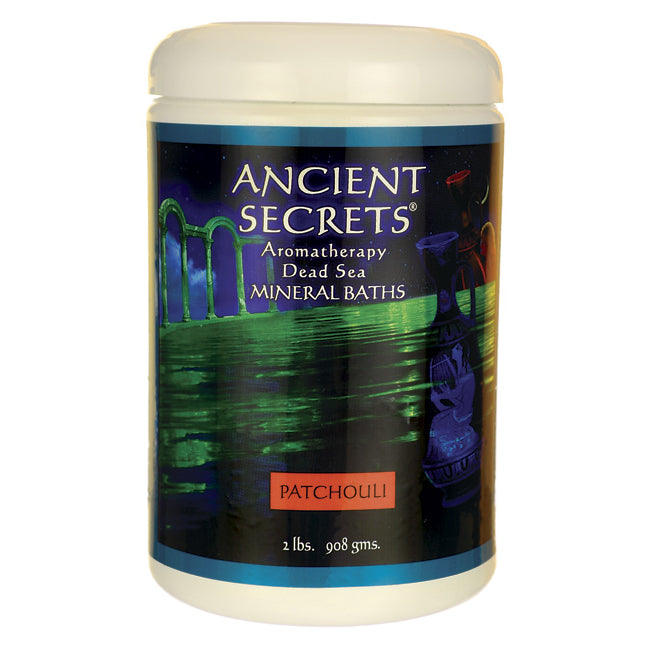 NRL012 | Ancient Secrets Aromatherapy Dead Sea Mineral Baths tub labeled PATCHOULI, 2 lbs