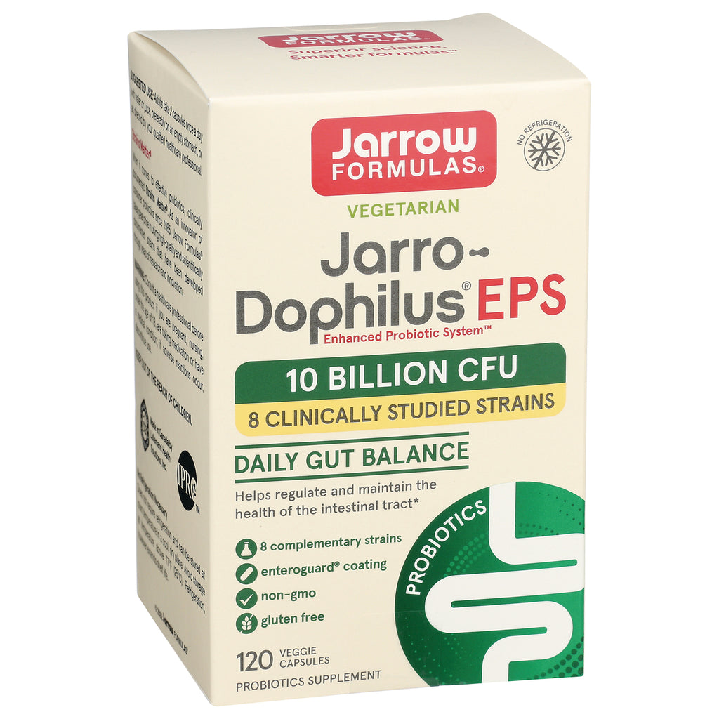Jarrow Formulas Jarro-Dophilus EPS probiotic box front showing 10 billion CFU and 120 veggie capsules - Thumbnail