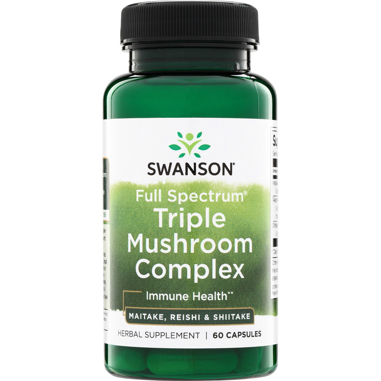 SW1386 | Swanson Full Spectrum Triple Mushroom Complex supplement, Immune Health, Maitake, Reishi & Shiitake, 60 capsules