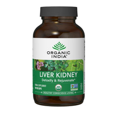 RGN098 | Organic India Liver Kidney supplement bottle labeled Detoxify & Rejuvenate, 180 veg caps