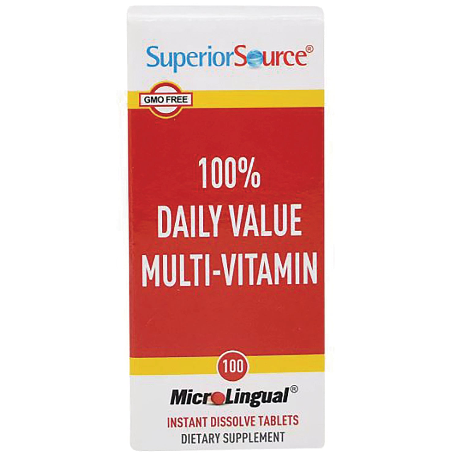 SUS022 | Superior Source 100% Daily Value Multi-Vitamin MicroLingual instant dissolve tablets, GMO Free