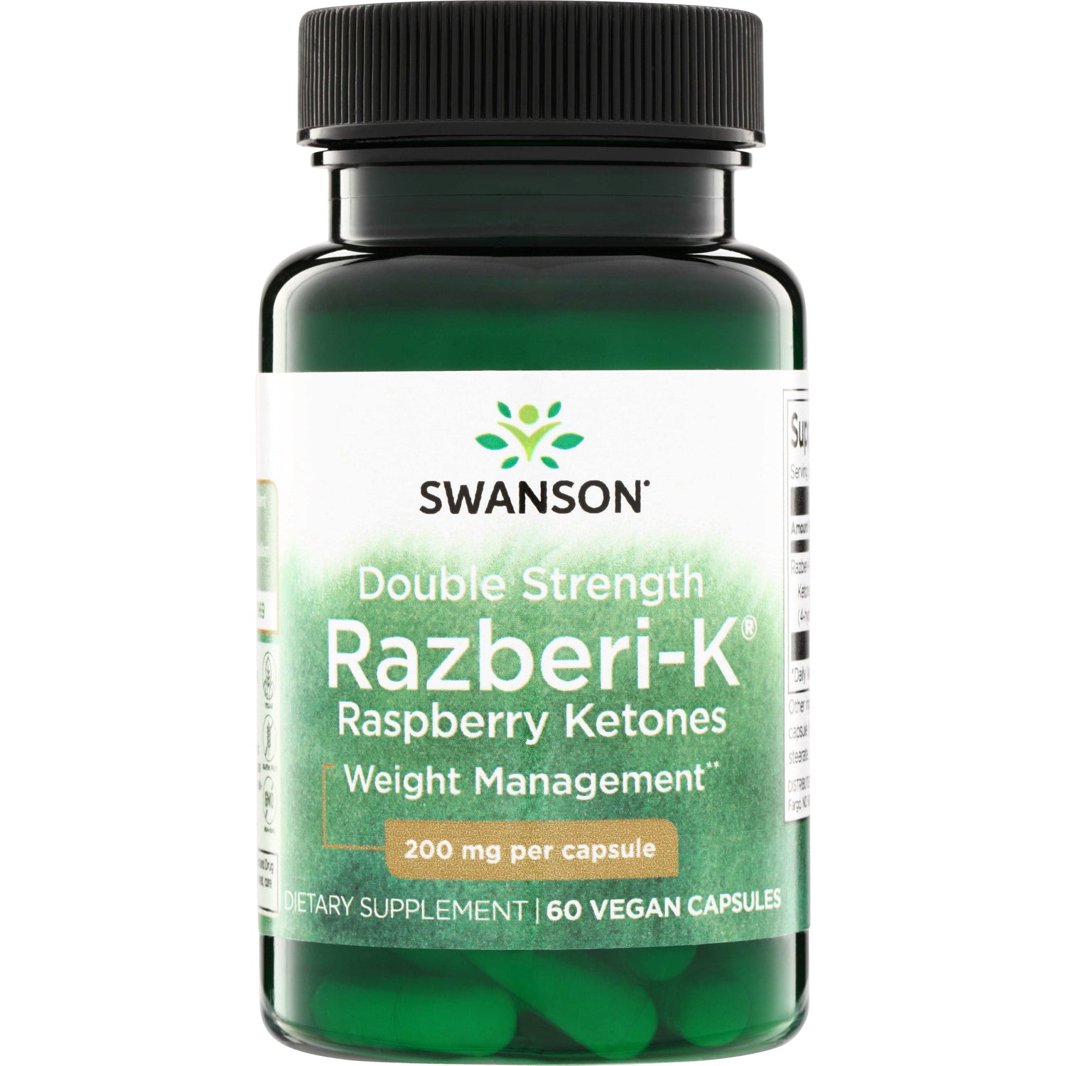 SWD076 | Swanson Double Strength Razberi-K Raspberry Ketones, 200 mg per capsule, 60 vegan capsules