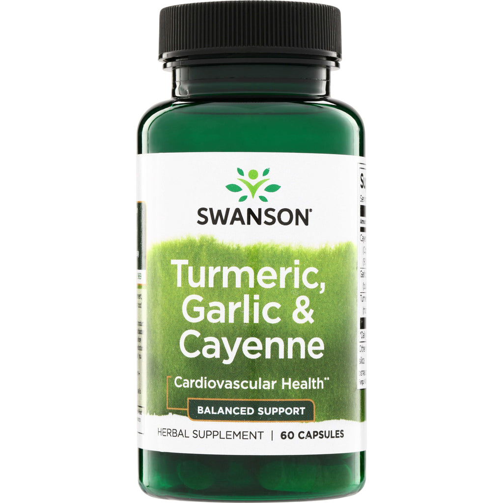SW1575 | Swanson Turmeric, Garlic & Cayenne supplement, Cardiovascular Health, 60 capsules - Thumbnail