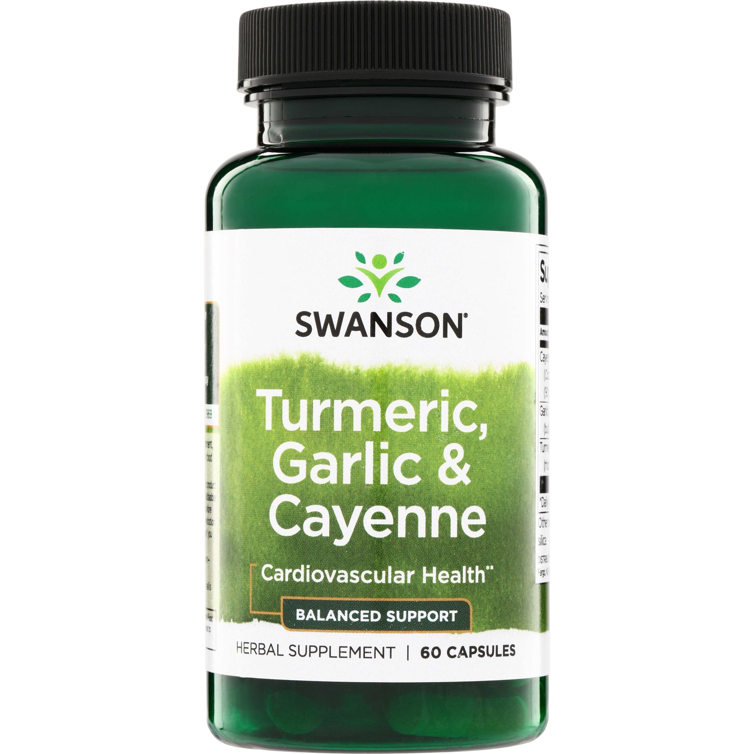 SW1575 | Swanson Turmeric, Garlic & Cayenne supplement, Cardiovascular Health, 60 capsules