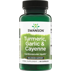 SW1575 | Swanson Turmeric, Garlic & Cayenne supplement, Cardiovascular Health, 60 capsules