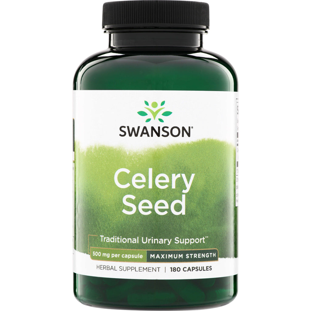 SW1490 | Swanson Celery Seed, 500 mg per capsule, Maximum Strength, Traditional Urinary Support, 180 capsules - Thumbnail