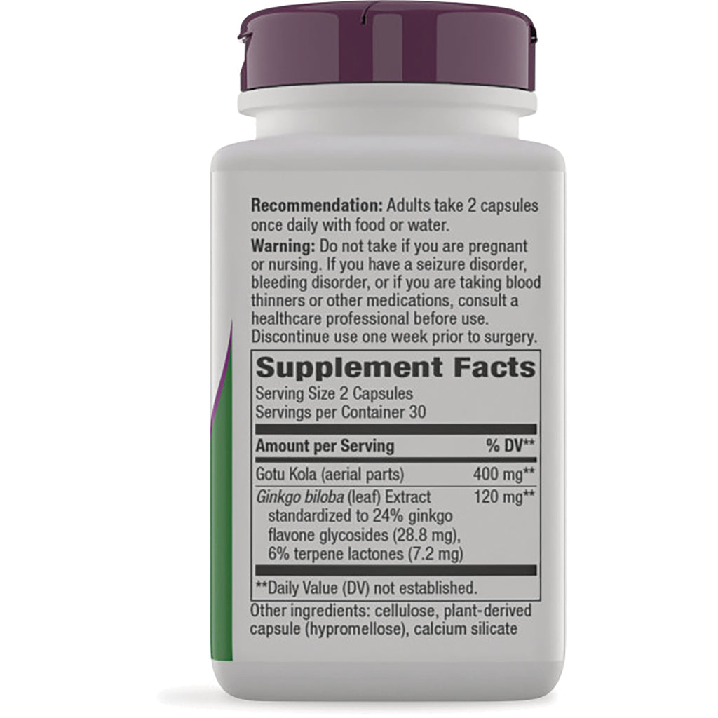 NW521 | Back of white supplement bottle showing Supplement Facts panel, serving size 2 capsules and warnings - Thumbnail