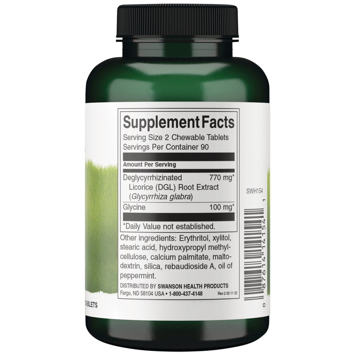 SWH154 | Back label with ingredients and serving information