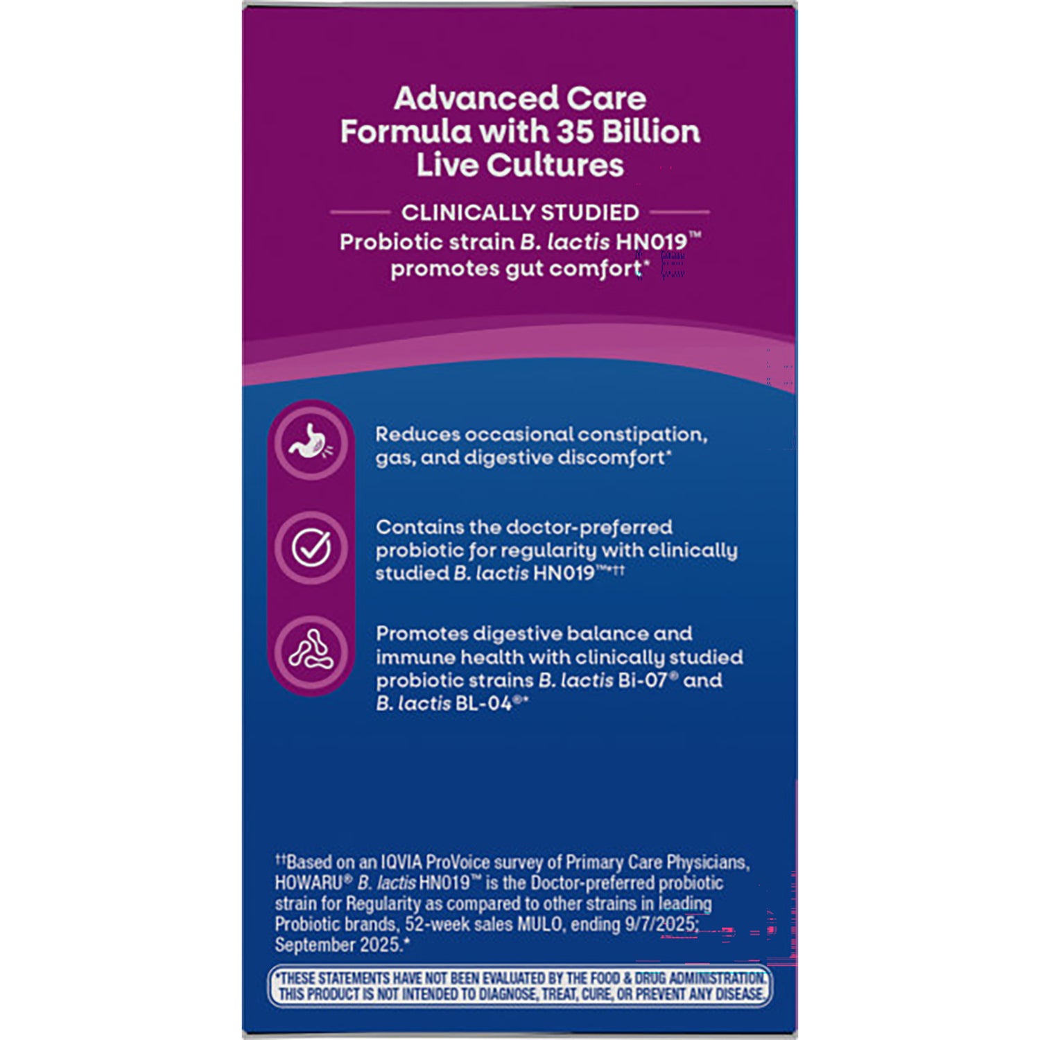 NW802 | Back of probiotic box reading Guaranteed Potency with potency, 15 strains, delayed-release capsule and no refrigeration needed