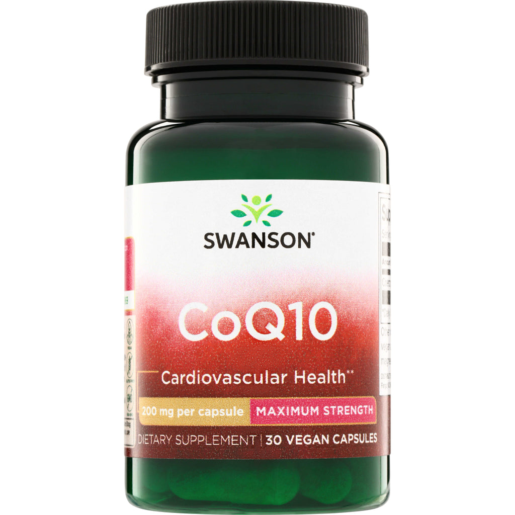 SWU034 | Swanson CoQ10 supplement bottle, 200 mg per capsule, maximum strength, 30 vegan capsules - Thumbnail