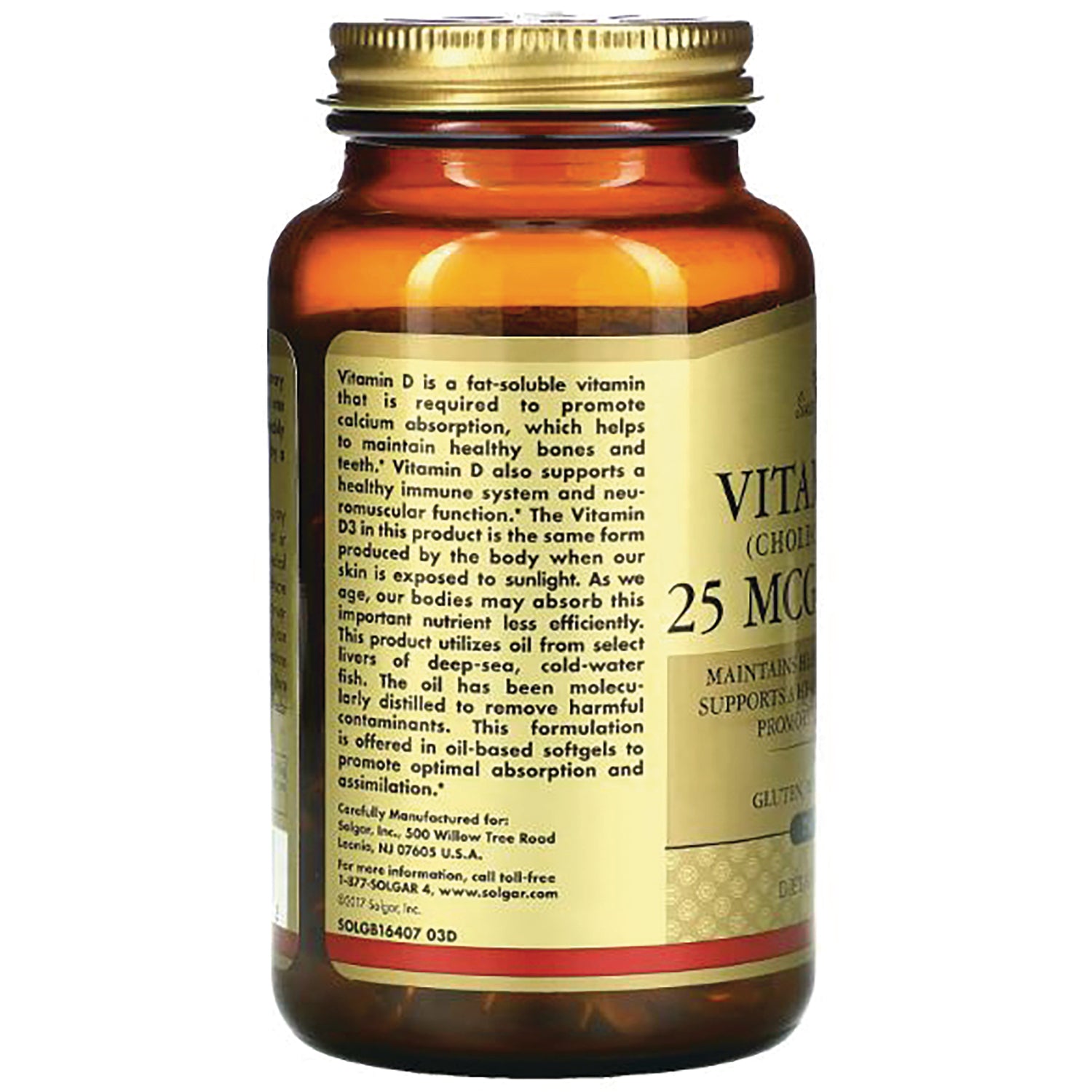 SLG246 | amber supplement bottle back showing label text and 25 MCG dosage