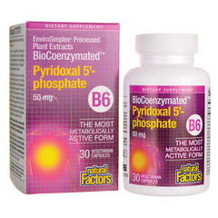 NFC175 | Natural Factors Pyridoxal 5'phosphate B6 50 mg bottle and box front labels