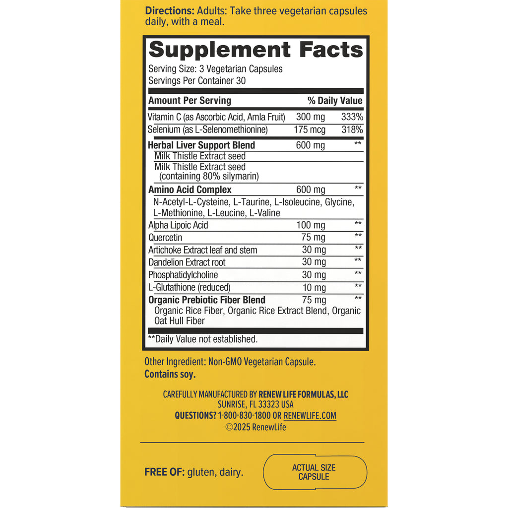 RNL256 | back label showing Supplement Facts panel with ingredients, directions, and actual size capsule graphic - Thumbnail