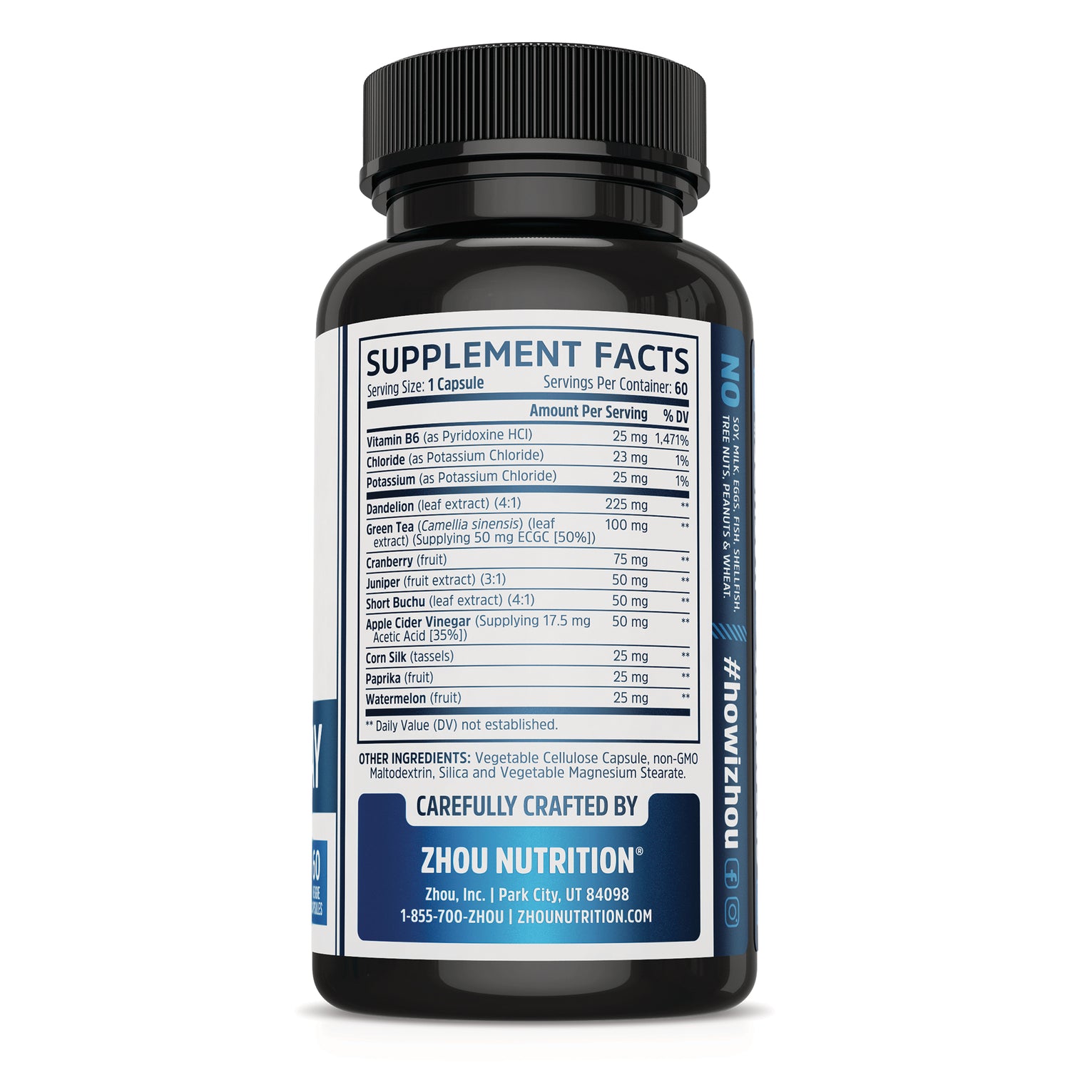 ZOU082 | Supplement Facts panel on Zhou Nutrition bottle; serving size 1 capsule, 60 servings