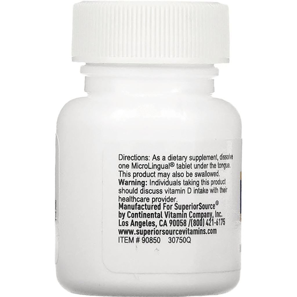 SUS015 | Back label with directions: dissolve one MicroLingual tablet under the tongue; SuperiorSource manufacturer info - Thumbnail