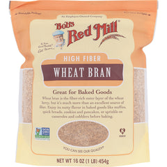 BOB429 | Bob's Red Mill High Fiber Wheat Bran front bag with product window and net wt 16 oz