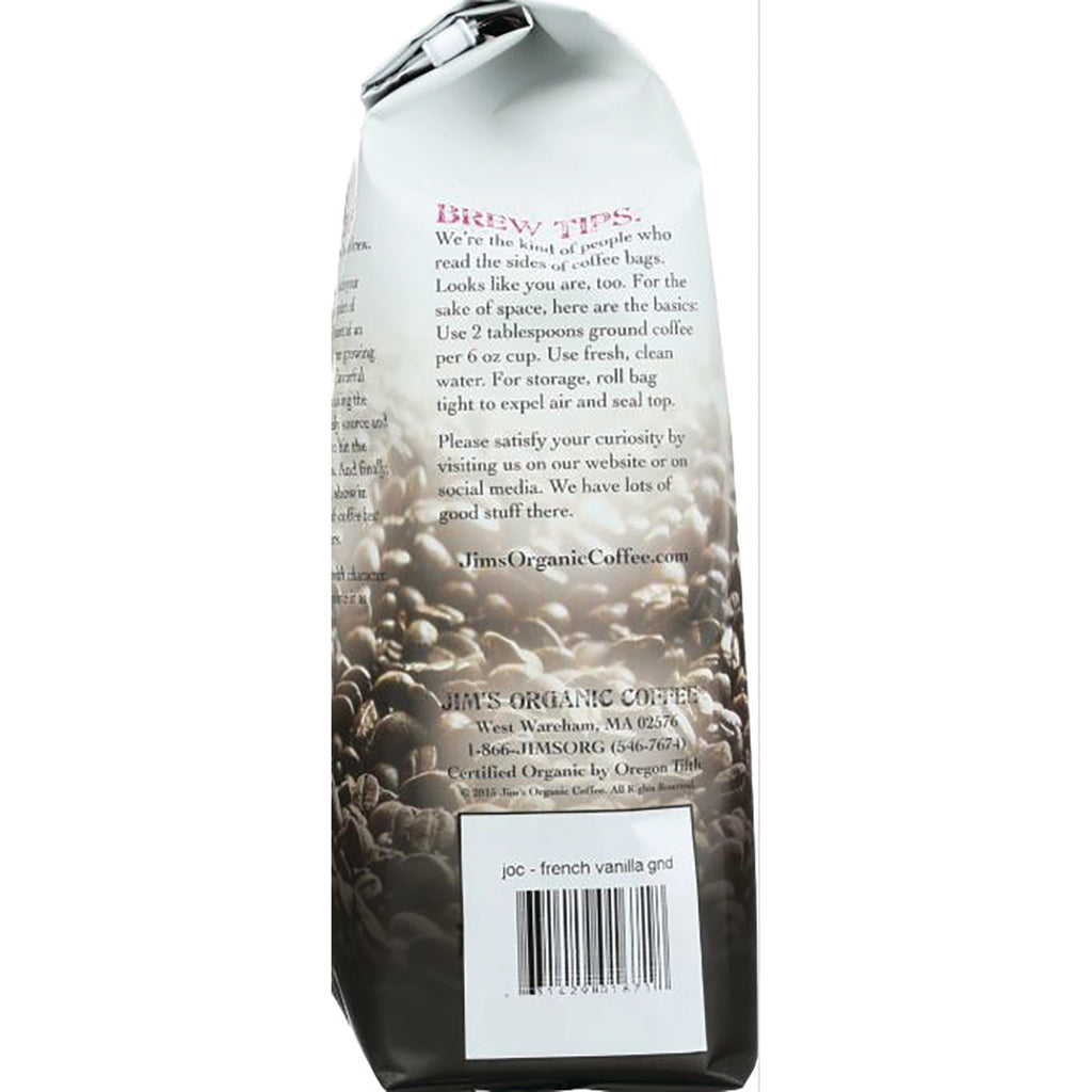 JOC009 | Back of coffee bag with brew tips text, coffee bean background and barcode - Thumbnail