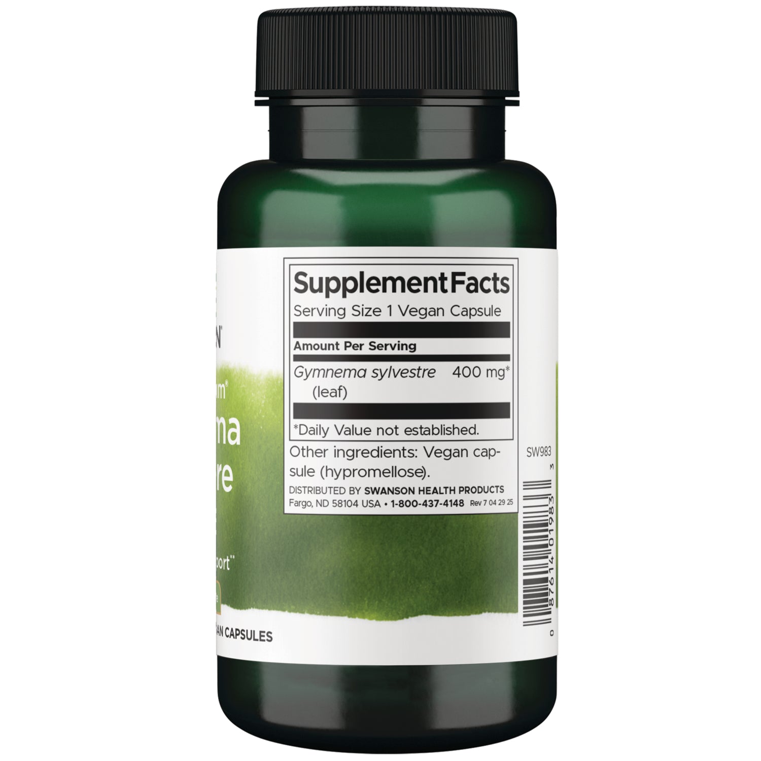 SW983 | Supplement Facts label: Serving Size 1 vegan capsule