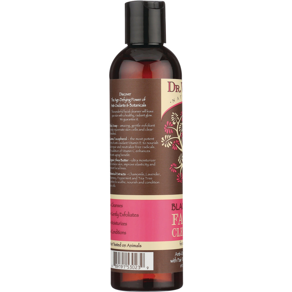 DRW010 | Back of brown and pink cleanser bottle showing ingredient text, benefits and barcode - Thumbnail