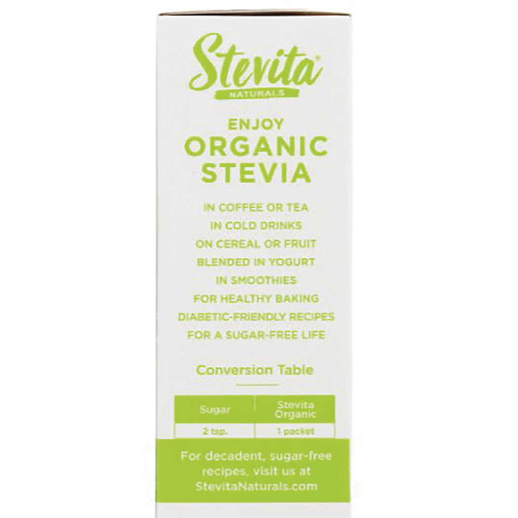 STV004 | Stevita Naturals Organic Stevia infographic with uses list and sugar-to-packet conversion table - Thumbnail