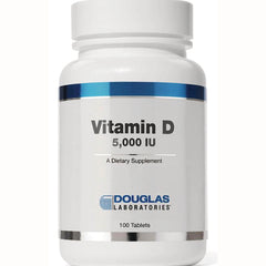 DGL010 | White bottle labeled Vitamin D 5,000 IU A Dietary Supplement Douglas Laboratories 100 tablets