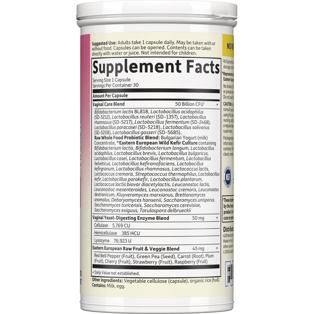 GLF365 | Back label with Supplement Facts and ingredient list for probiotic and enzyme blends - Thumbnail