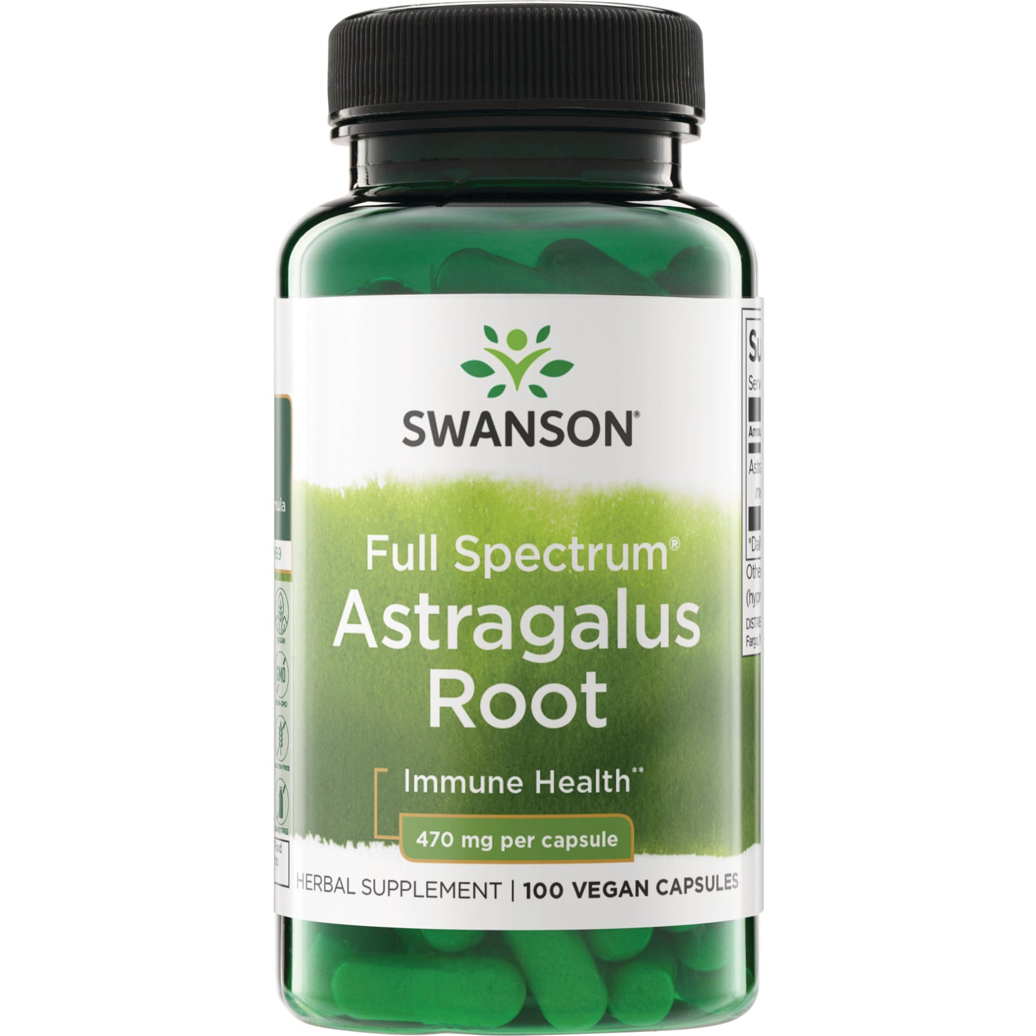 SW504 | Swanson Full Spectrum Astragalus Root, Immune Health, 470 mg per capsule, 100 capsules