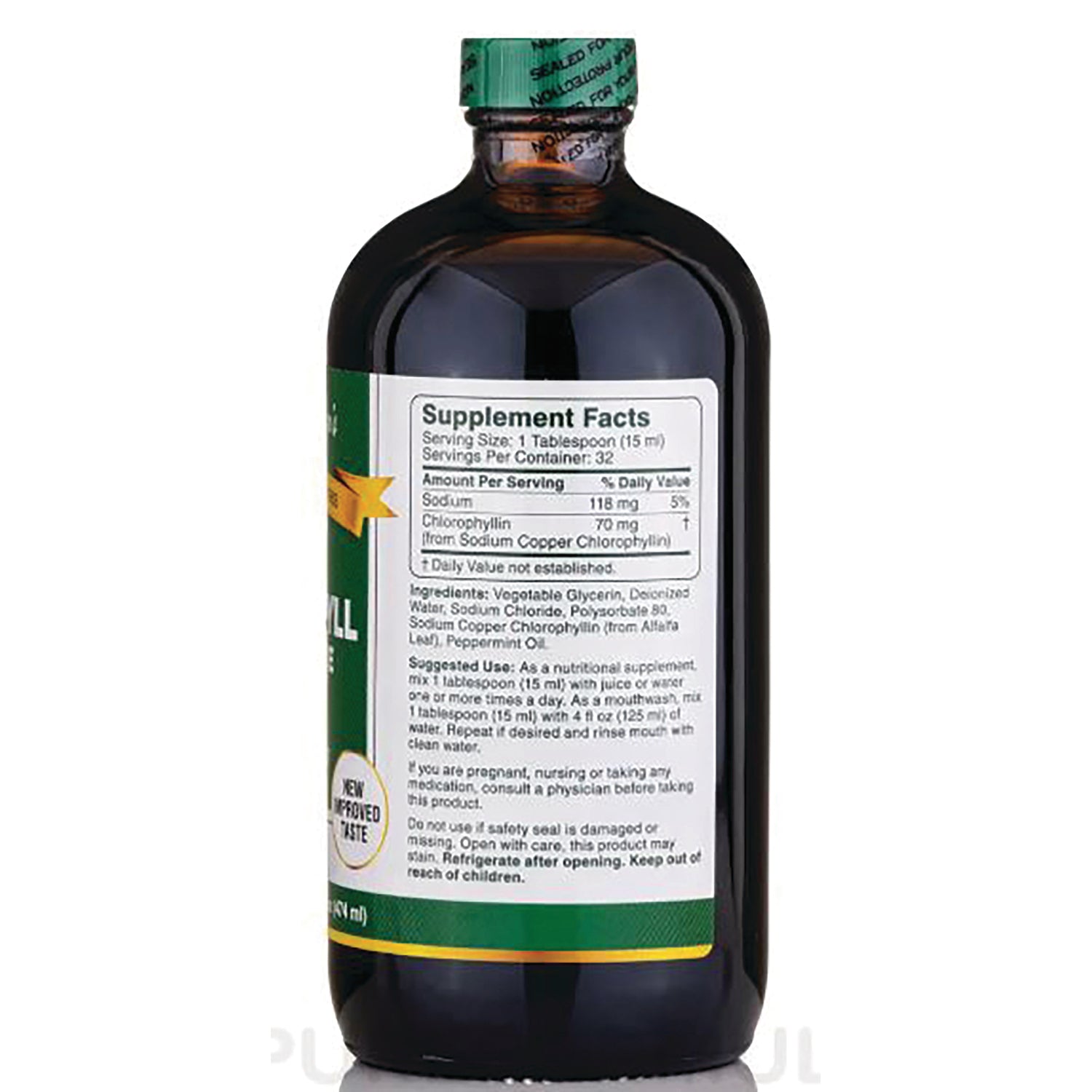 BJ017 | Back of brown bottle showing Supplement Facts panel and ingredients label