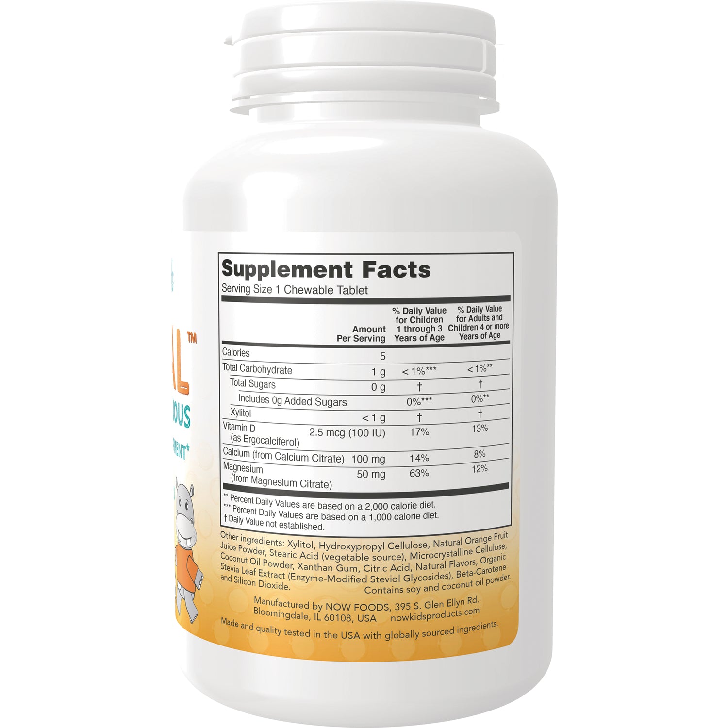 NWF890 | Back of white bottle showing Supplement Facts panel and ingredient list