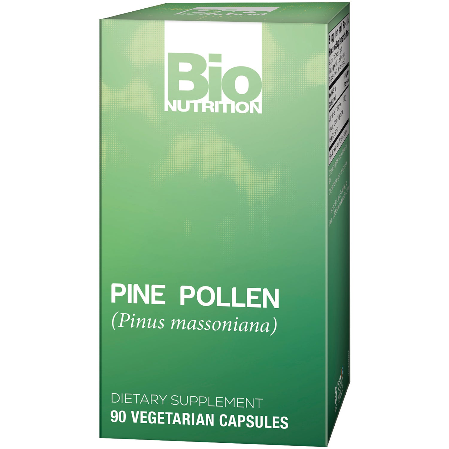 BNN066 | Bio Nutrition green box labeled PINE POLLEN (Pinus massoniana) dietary supplement, 90 vegetarian capsules