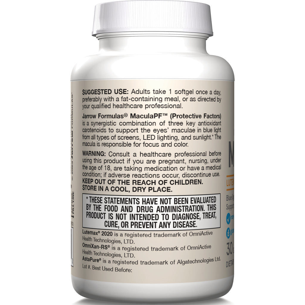 JR325 | Back label of white supplement bottle showing suggested use, warning, and FDA disclaimer - Thumbnail