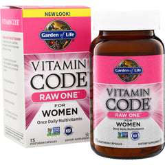 GLF052 | Garden of Life Vitamin Code Raw One for Women once daily multivitamin, 75 vegetarian capsules, New Look!