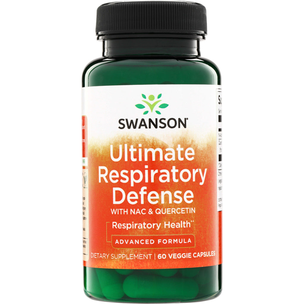 SW1852 | Swanson Ultimate Respiratory Defense supplement bottle, NAC & Quercetin, 60 veggie capsules - Thumbnail