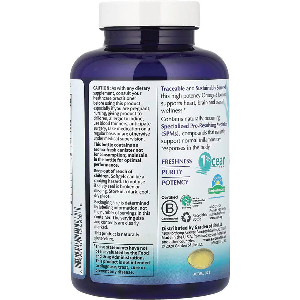 GLF322 | Back label of blue supplement bottle showing caution text, certifications, and barcode - Thumbnail